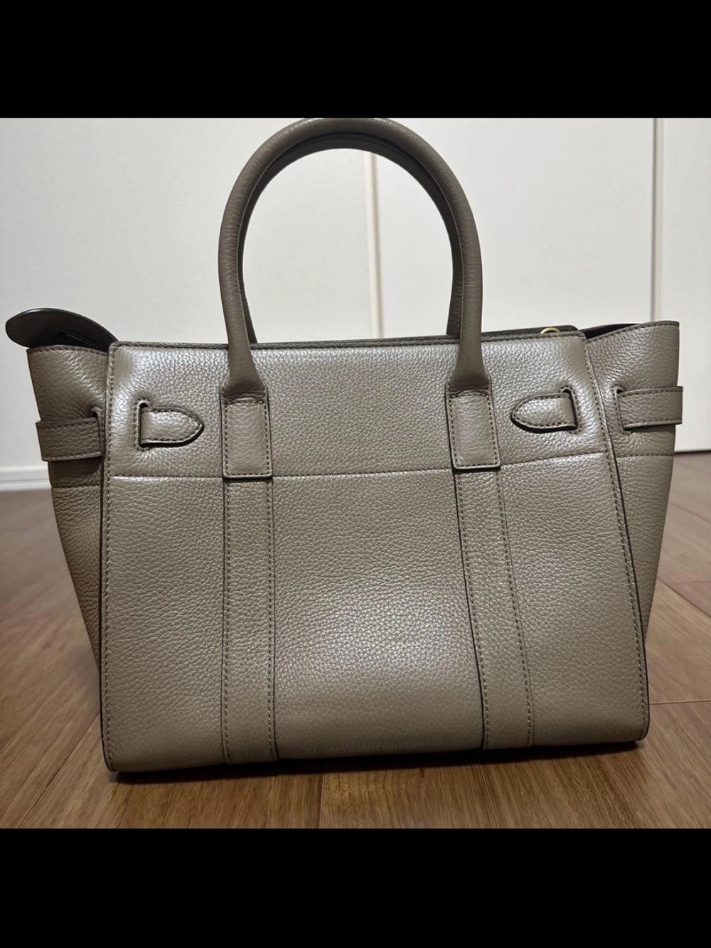 Mulberry Taupe Gray Leather Small Satchel with Gold Hardware - Picture 2 of 6